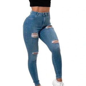 FITJEANS Super Ripped Skinny Jeans Medium Wash M